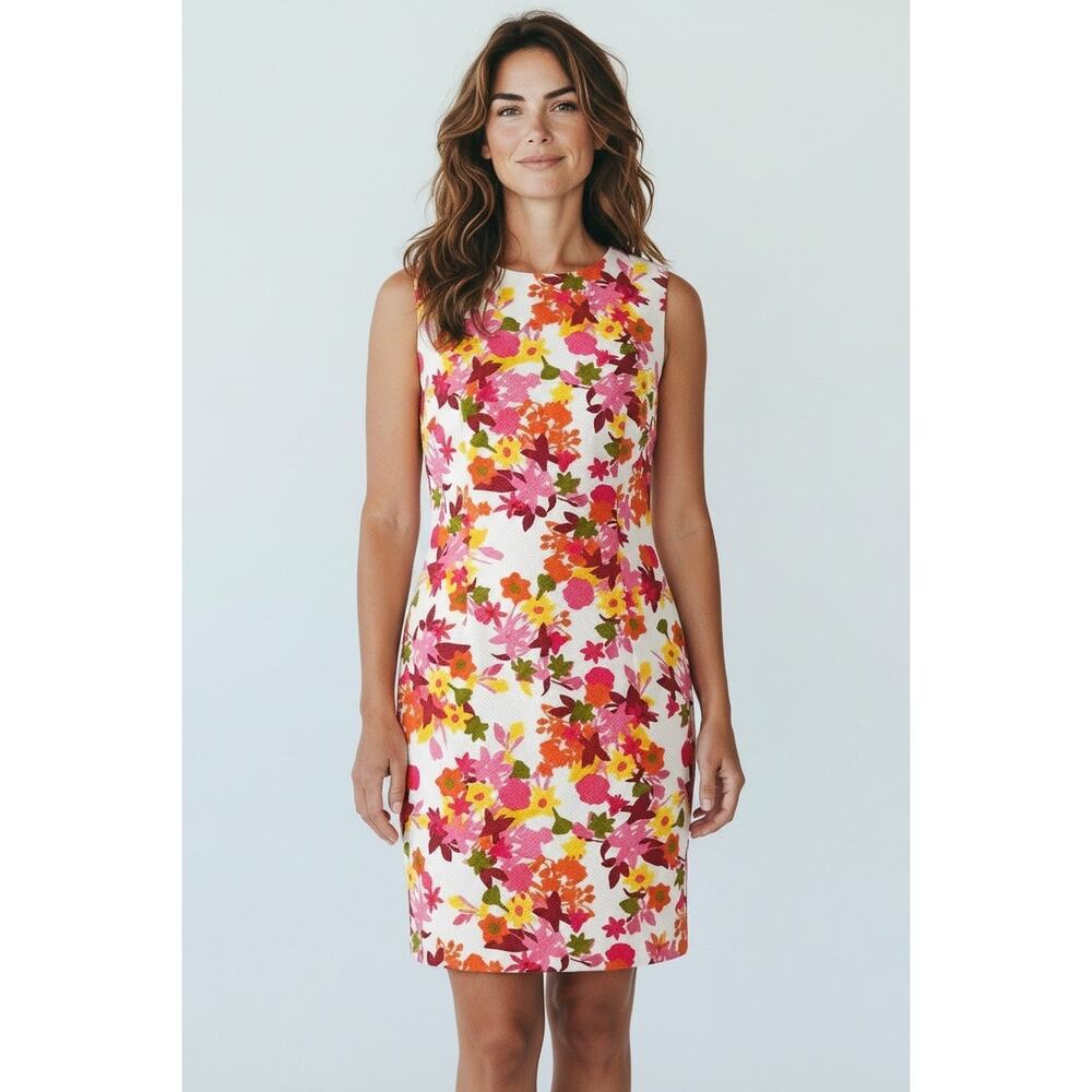 Dress Barn Vibrant Floral Print Sleeveless Sheath Dress Size 14 - Picture 3 of 12